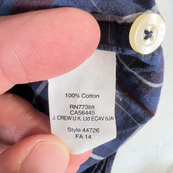 J. Crew Factory Button Down Shirt Men L Plaid Long Sleeve Light Weight Woven - Picture 7 of 10